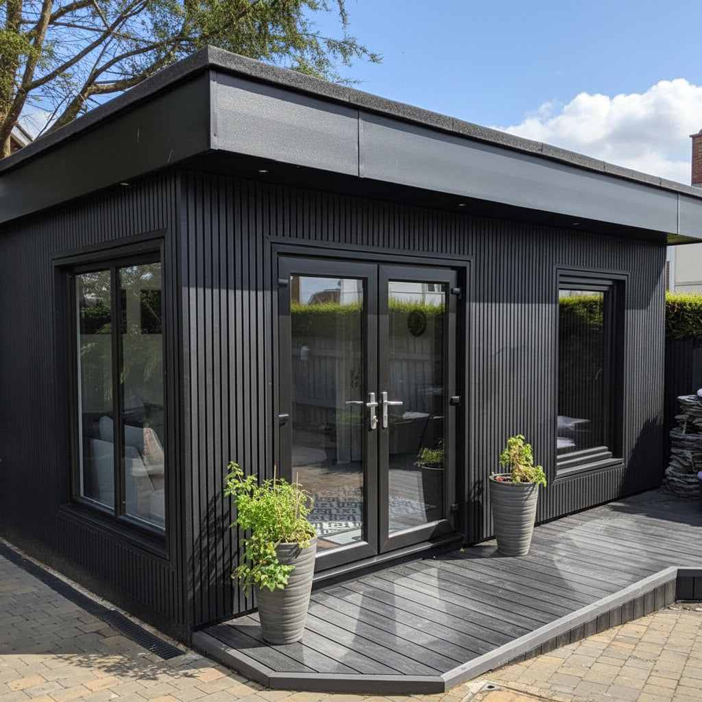 Onyx Black Slatted Composite Cladding Board