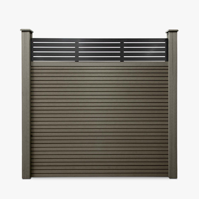 Slatted Composite Fencing Panel | Grey Ash