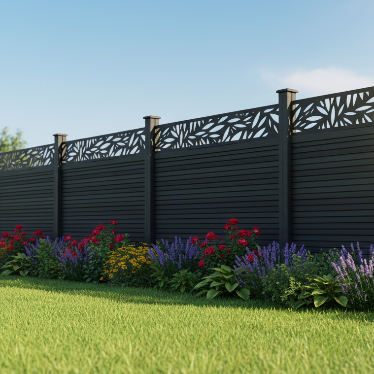 Slatted Composite Fencing Panel | Onyx Black