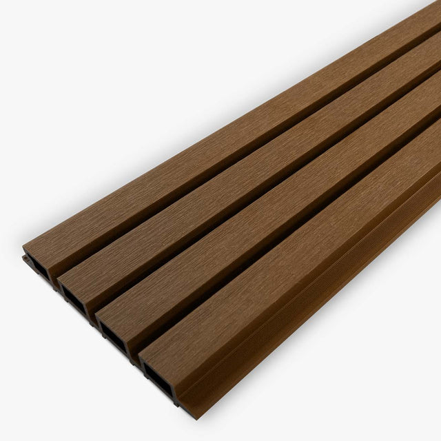 Balau brown slatted composite cladding boards - Hyperion