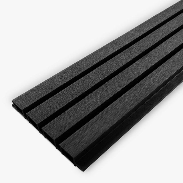 Onyx Black Slatted Composite Cladding Boards - Hyperion