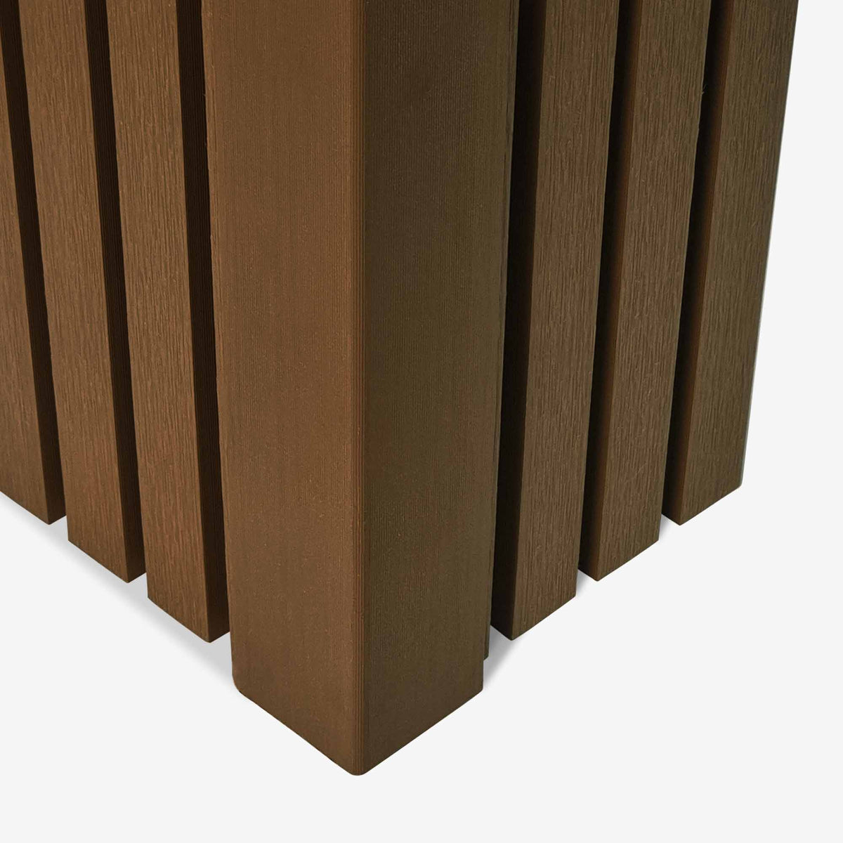 Cladding Cover Balau Brown Slatted Composite Cladding Corner Cover Trim | EnviroBuild