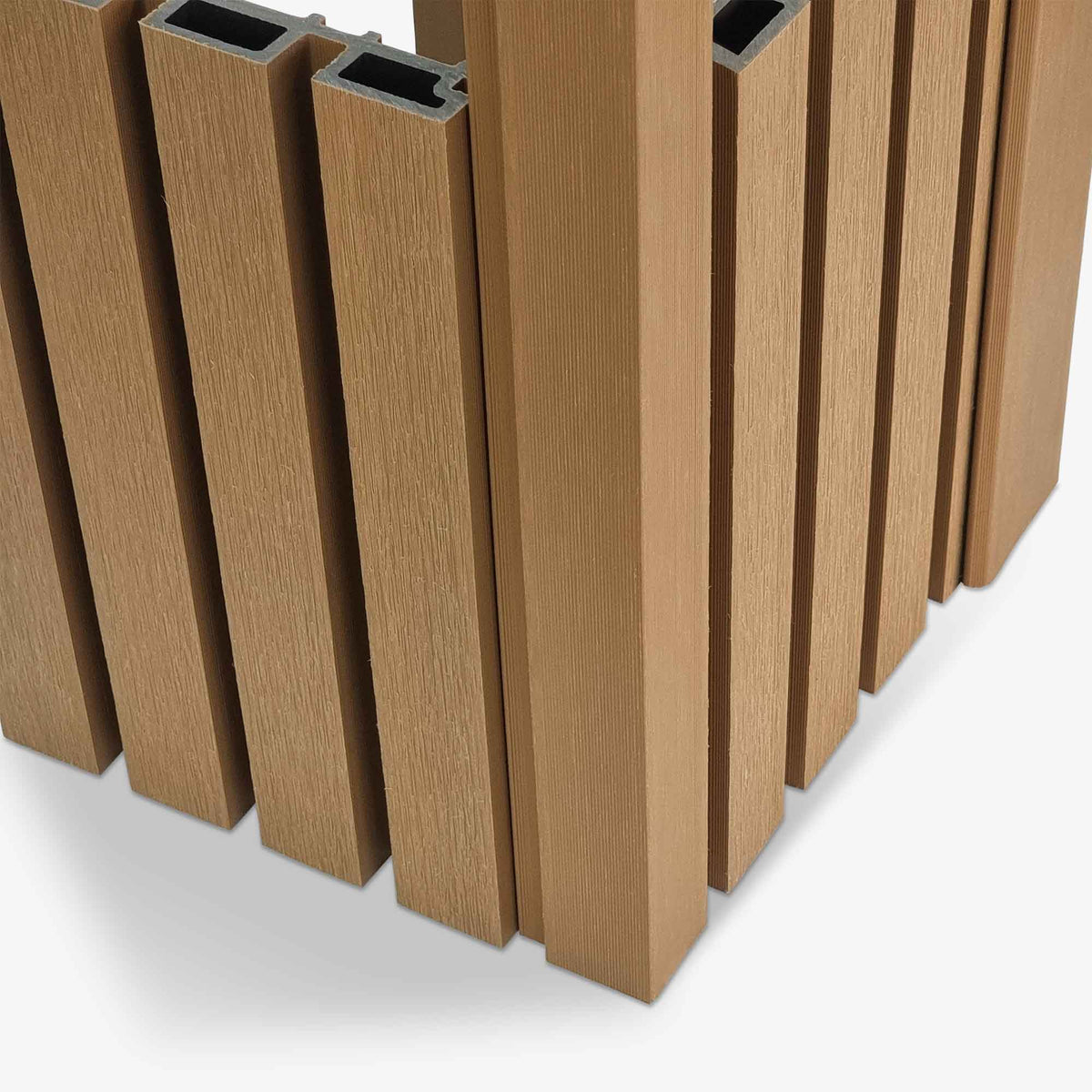 Cedar Light Brown Slatted Composite Cladding Flush Corner Profile ...