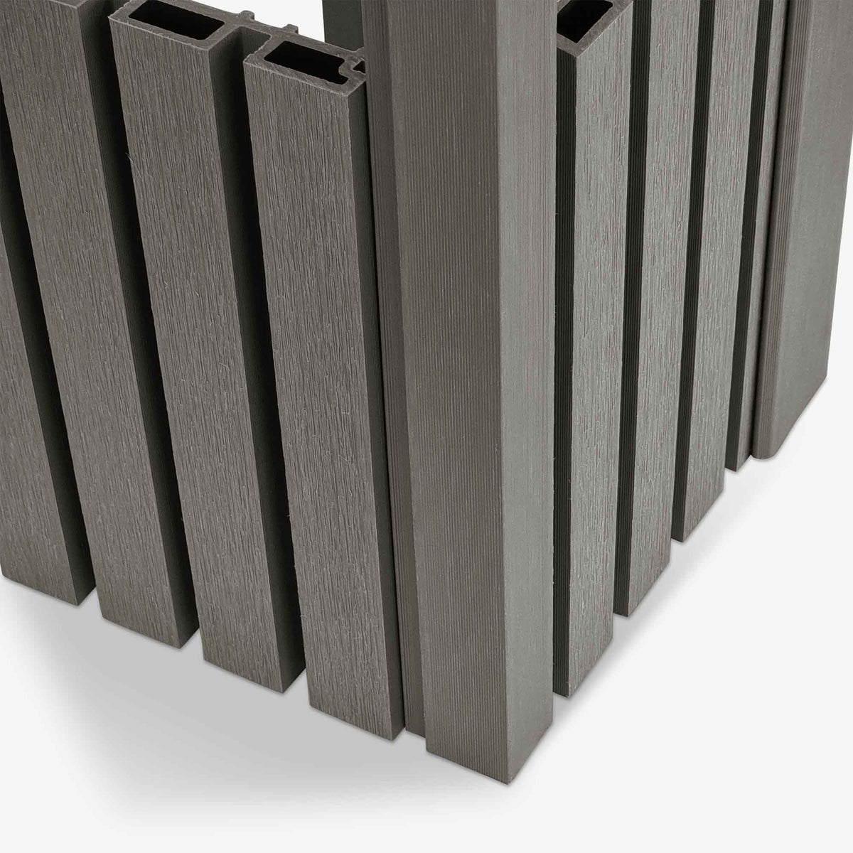 Grey Ash Slatted Composite Cladding Flush Corner Profile | EnviroBuild