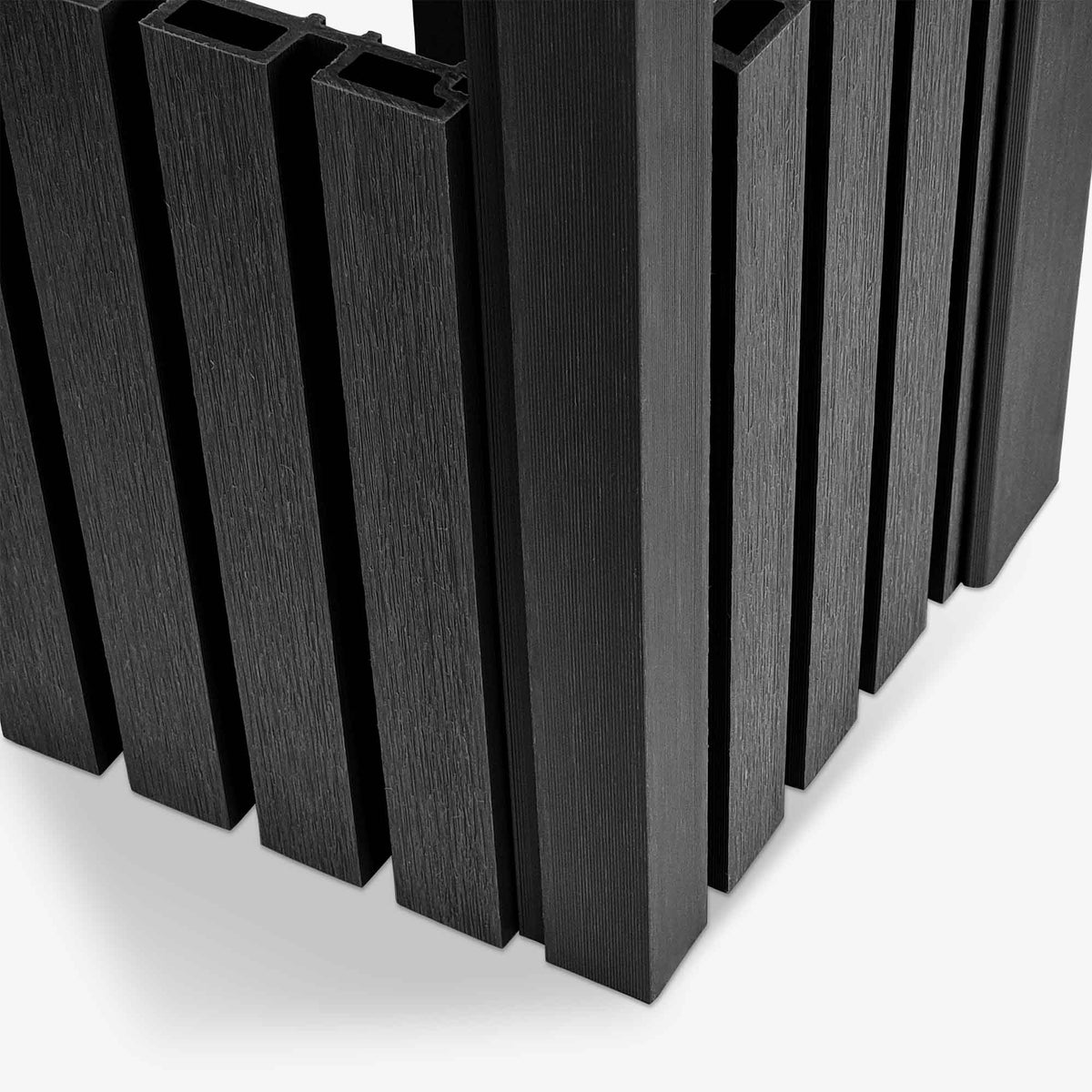 Onyx Black Slatted Composite Cladding Flush Corner Profile | EnviroBuild