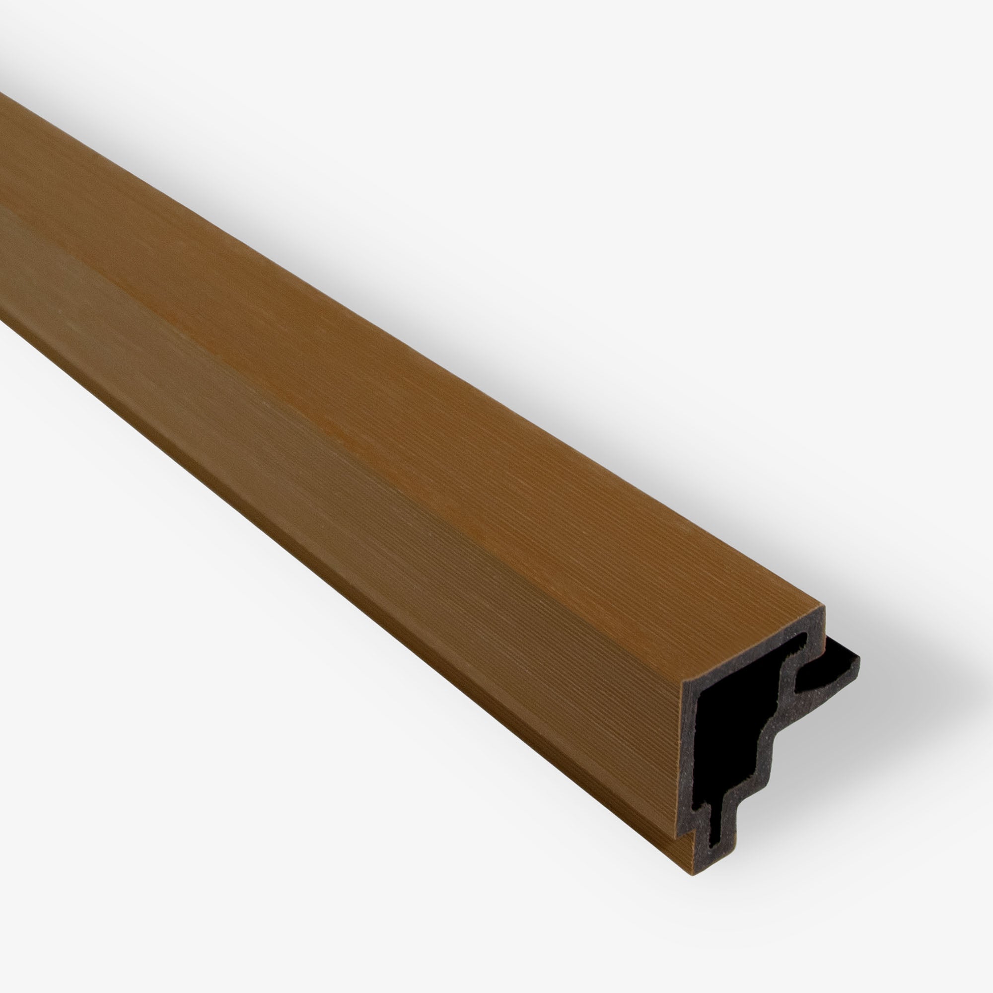 Balau Brown Slatted Composite Cladding Flush Corner Profile | EnviroBuild